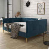 Full Modern Navy Blue Upholstered Daybed